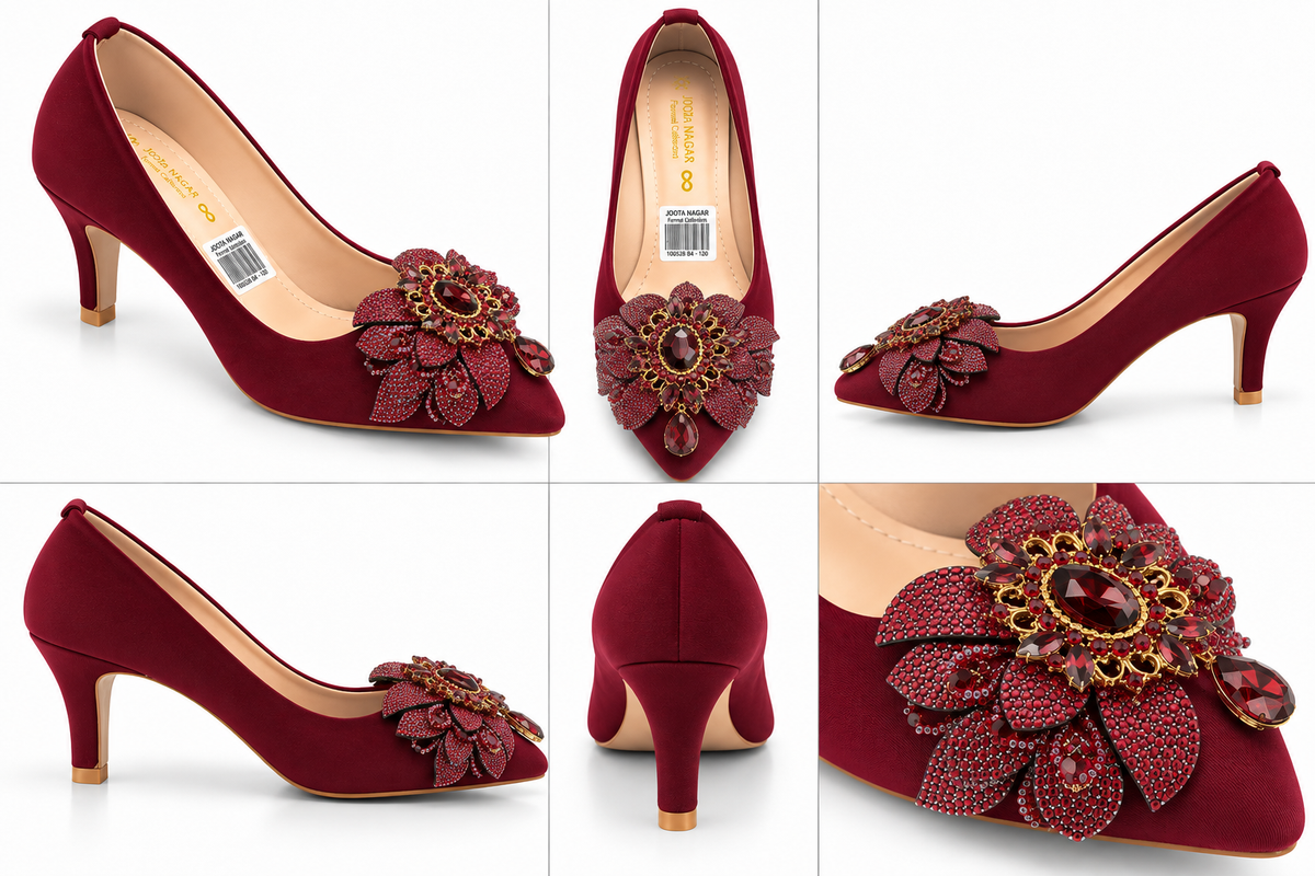 Crystal Flower Court Heel