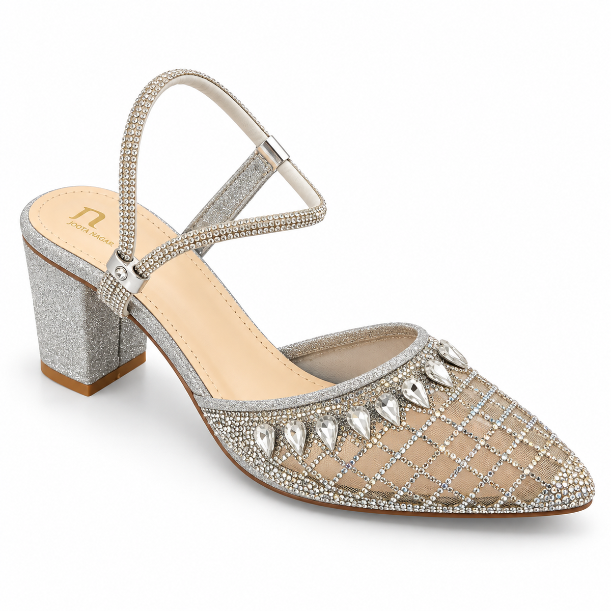 Fancy Embellished Block Heel Sandals