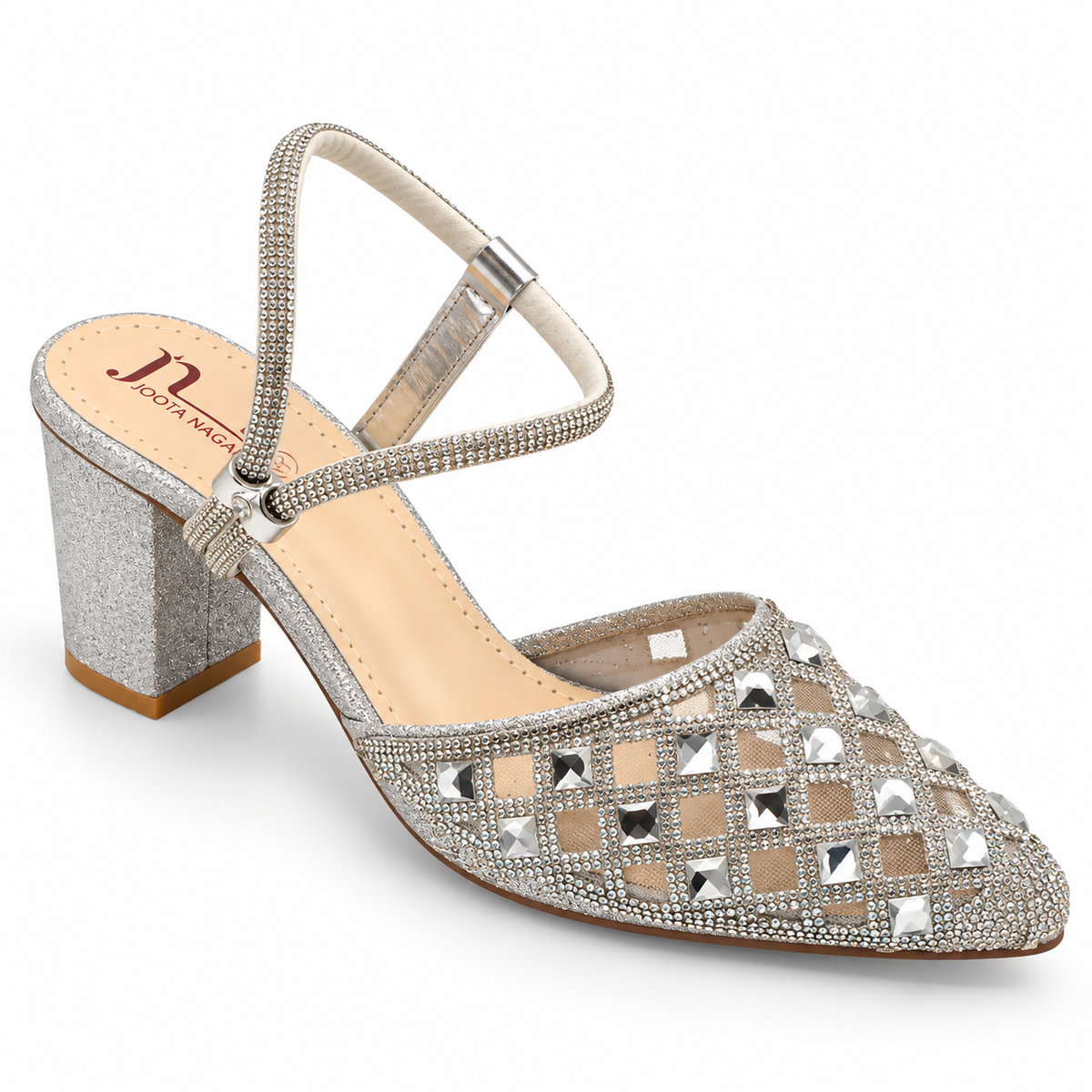 Fancy Embellished Block Heel Sandals