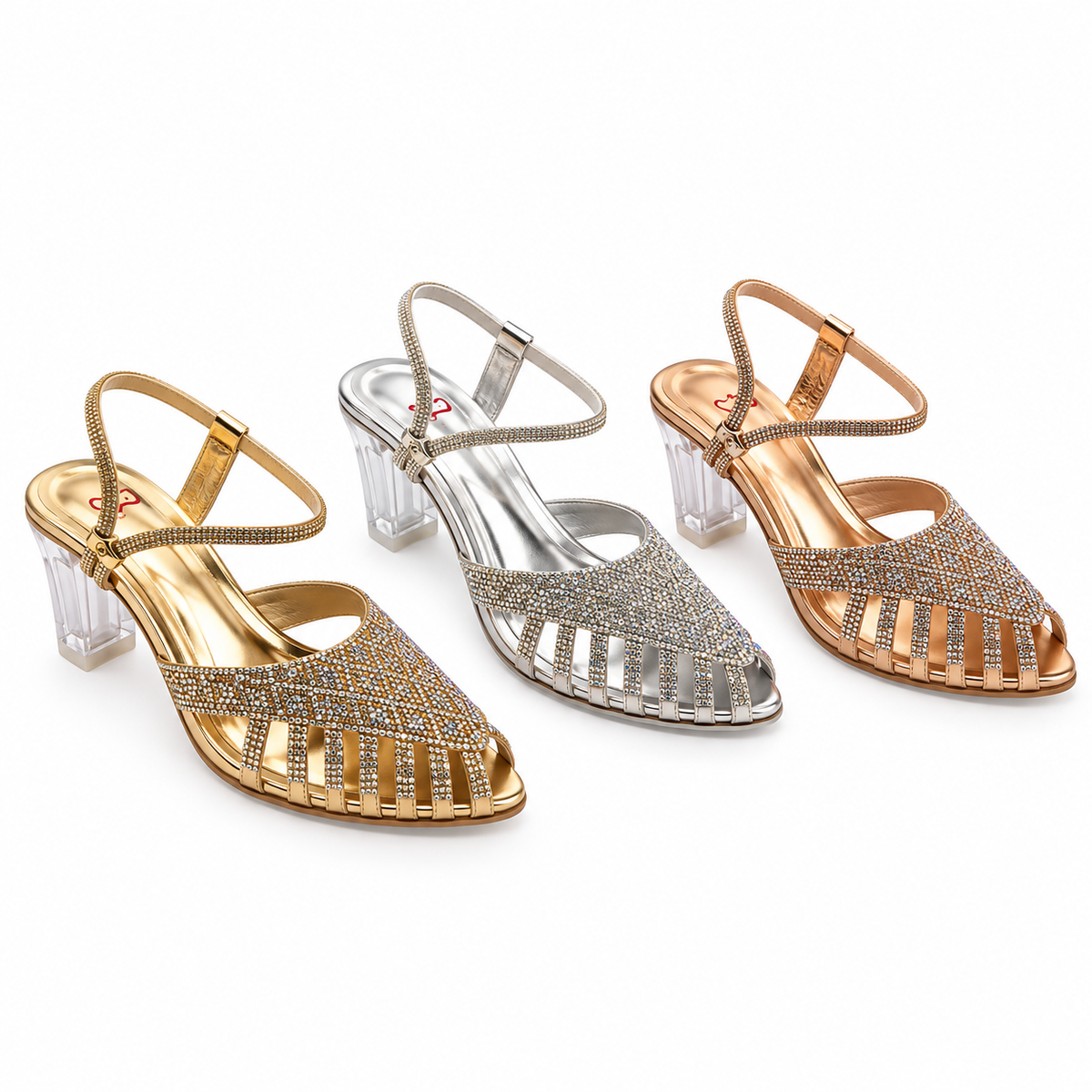 Fancy Crystal  Transparent Heel Sandals