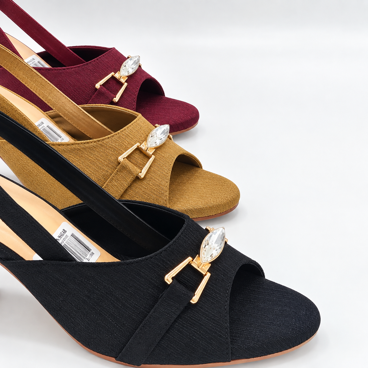 Fancy Crystal Buckle Slingback Sandals