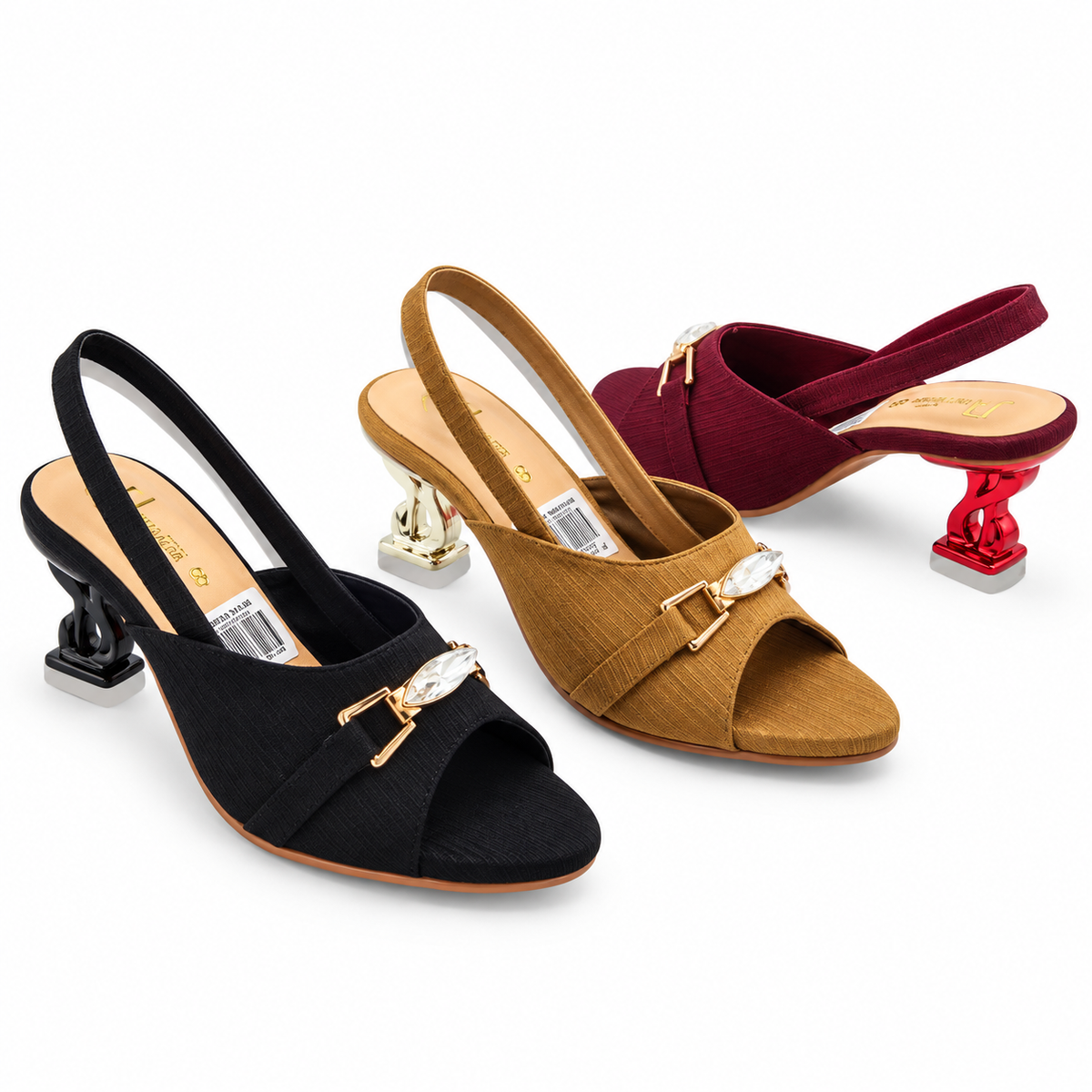Fancy Crystal Buckle Slingback Sandals
