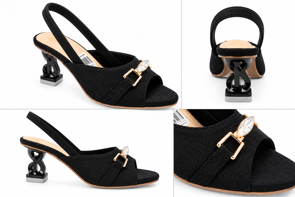 Fancy Crystal Buckle Slingback Sandals