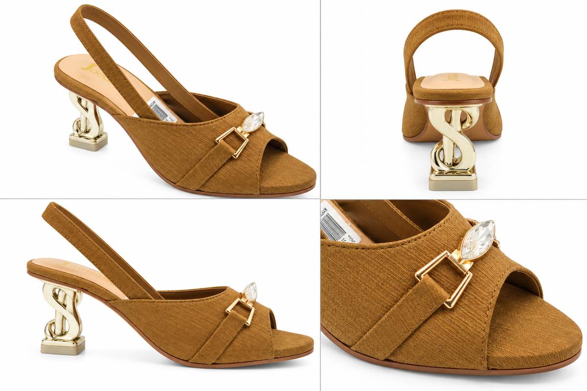 Fancy Crystal Buckle Slingback Sandals