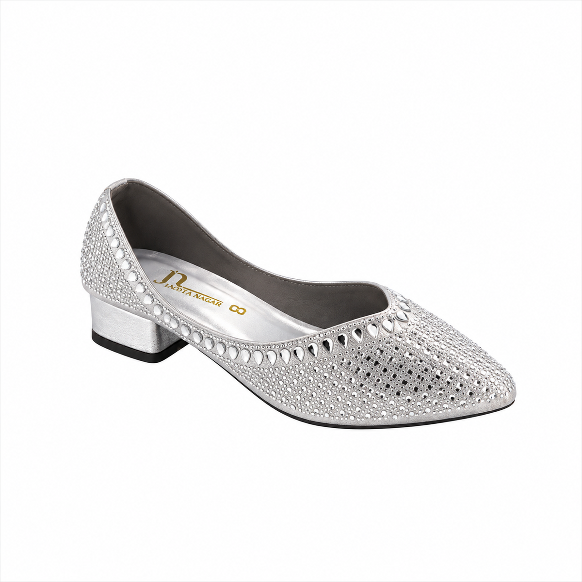 Fancy Stone Block Heel Pumps