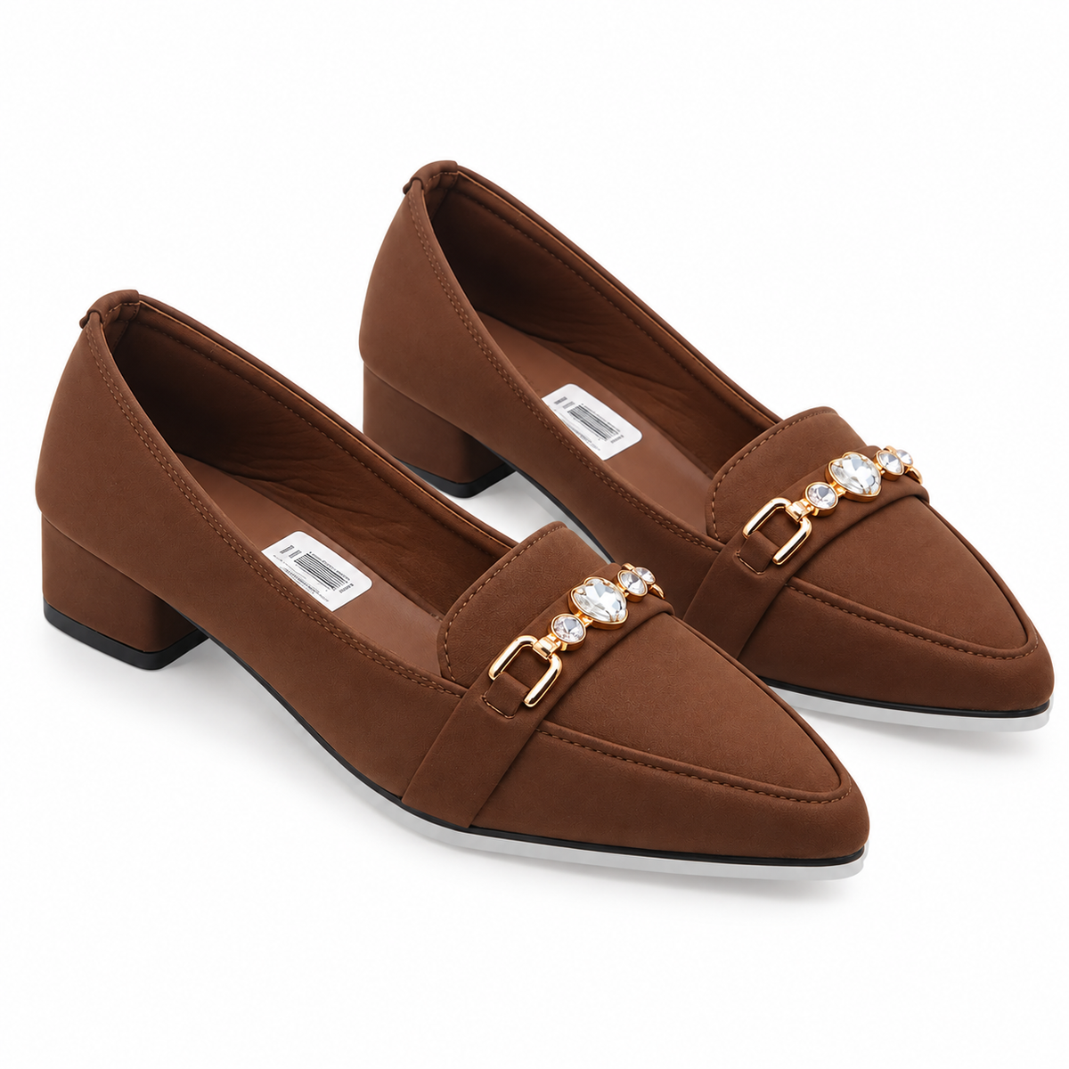 Fancy Buckle Detail Block Heel Coatsho