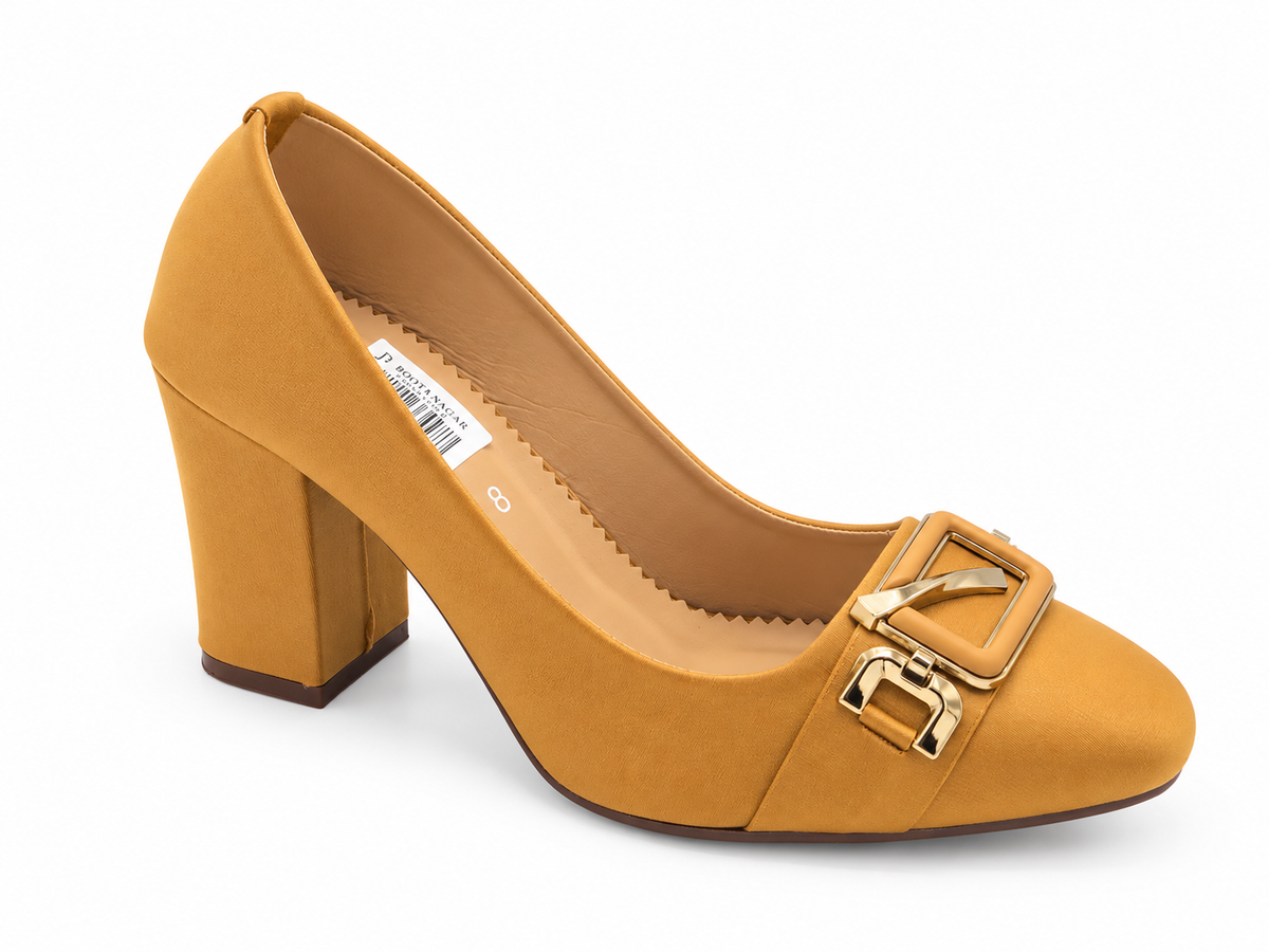 Elegant Buckle Block Heel Pump