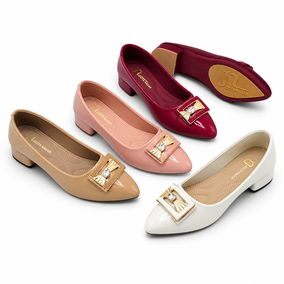 Patent Fancy Buckle Court Shoe