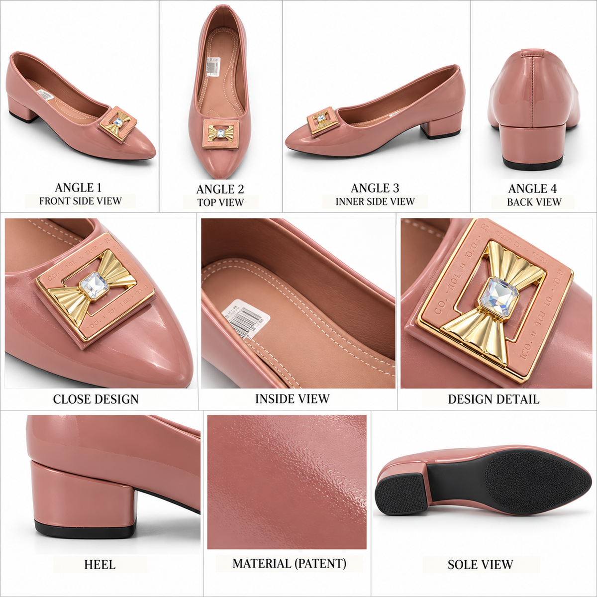 Patent Fancy Buckle Court Shoe