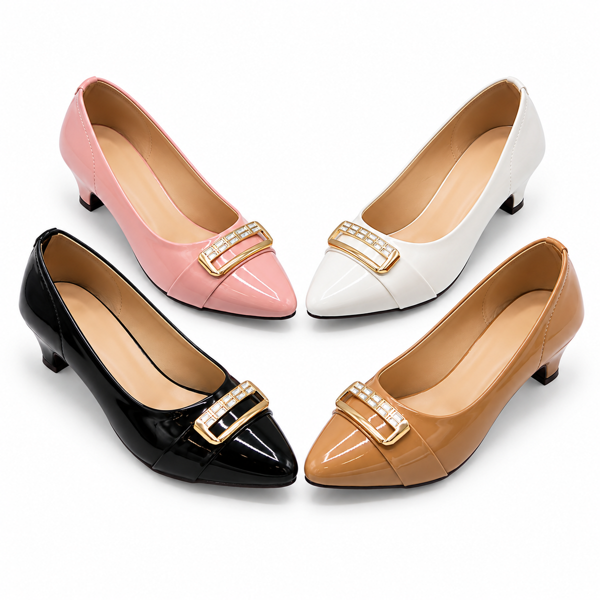 Fancy Buckle Patten Heel Pumps