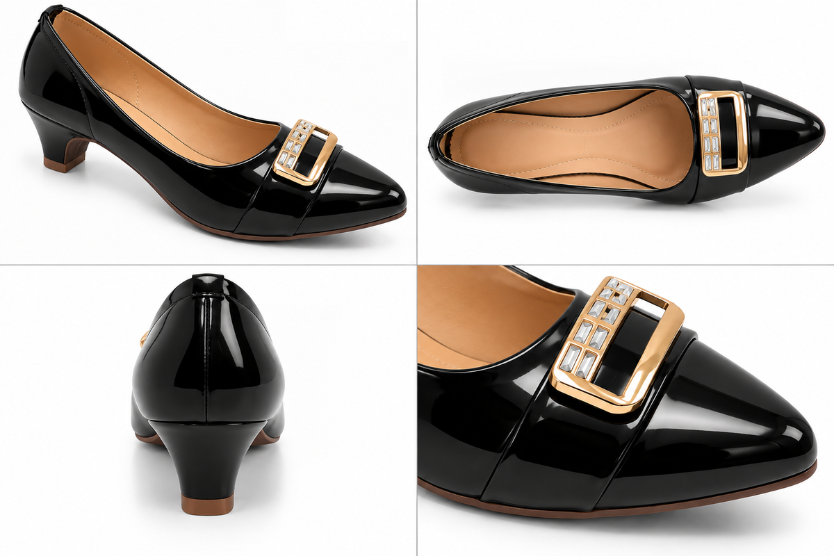 Fancy Buckle Patten Heel Pumps