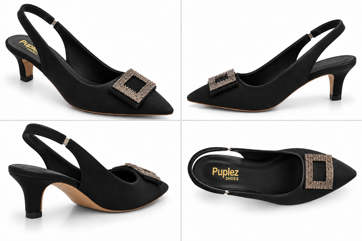 Fancy Buckle Slingback Heel