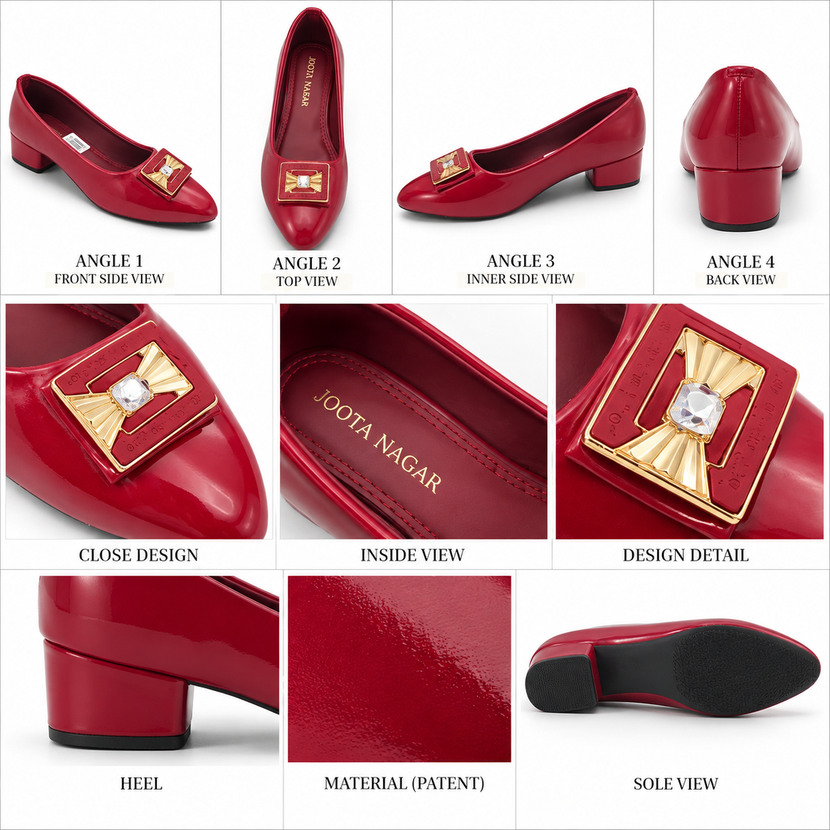 Patent Fancy Buckle Court Shoe