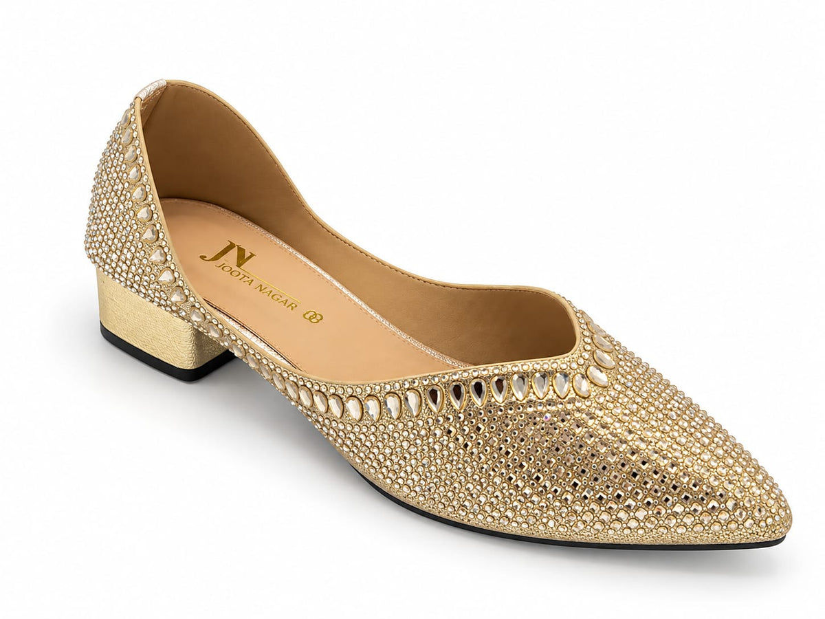 Fancy Stone Block Heel Pumps
